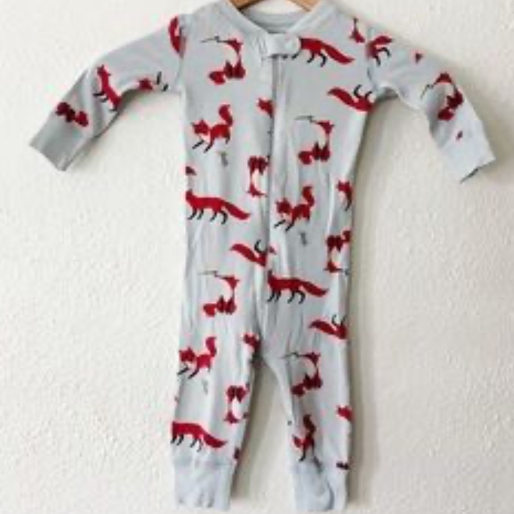 Hanna Anderson 0-6 Mnths like new Red Fox Print Kids One Piece